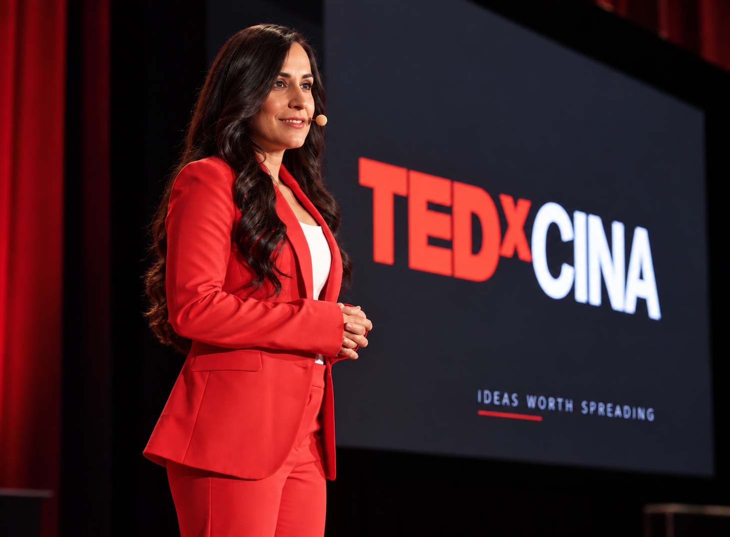 Dr. Remina Panjwani speaking on the TEDx stage